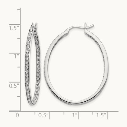 Diamond In/Out Hoop Earrings, 14K White Gold