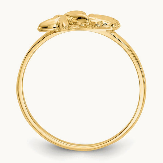 Polished Shell & Starfish Ring, 14K