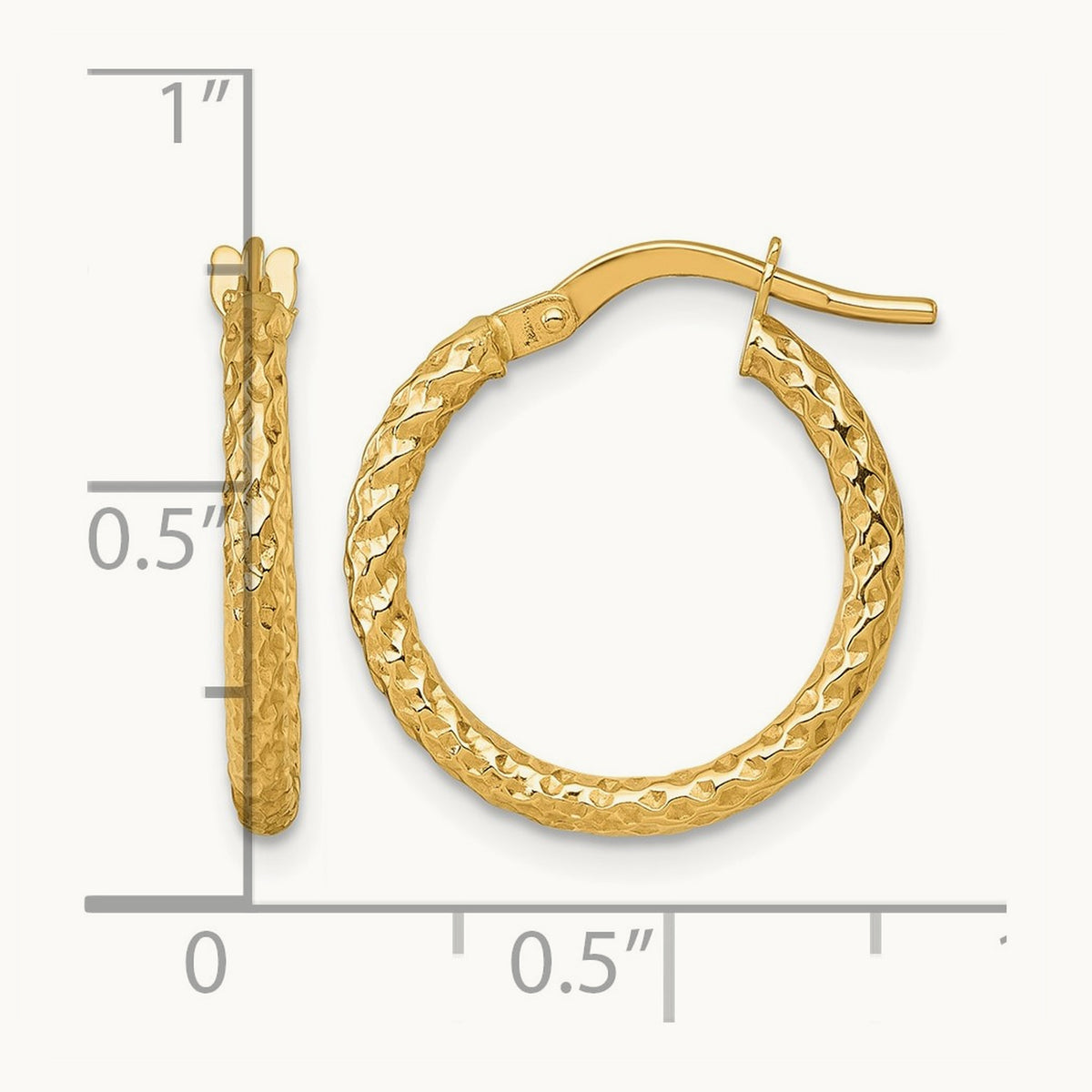 Polished Diamond-cut Hoop Earrings — 14K Yellow Gold, 18mm