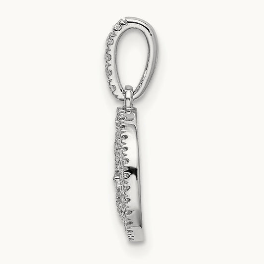 Circle Swirl Diamond Pendant, 14K White Gold