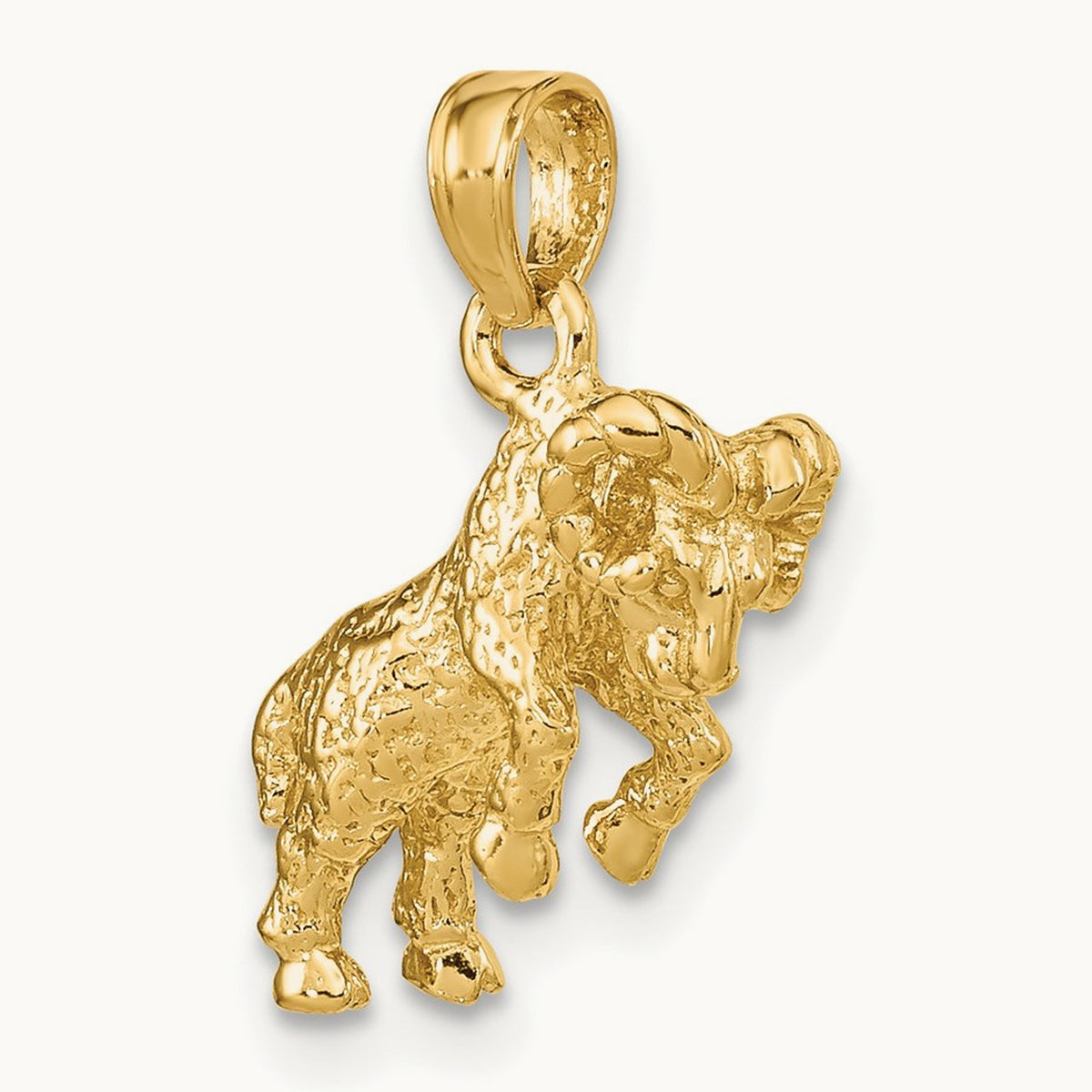 3-D Aries Zodiac Charm, 14K