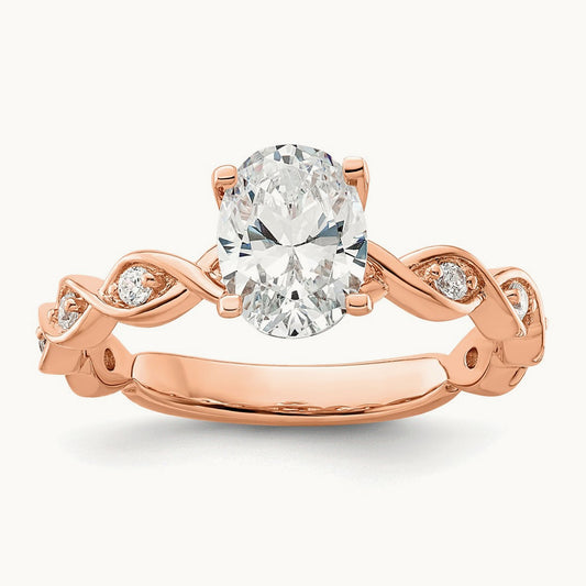 Oval Semi-Mount Engagement Ring, 0.15 ct tw Lab-Grown Diamond