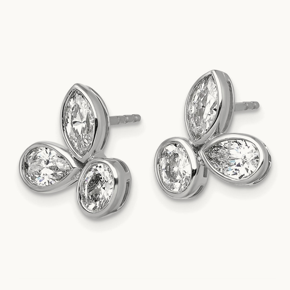 Oval Pear & Marquise 3 Stone Earrings, 2.00 ct tw Lab-Grown Diamond