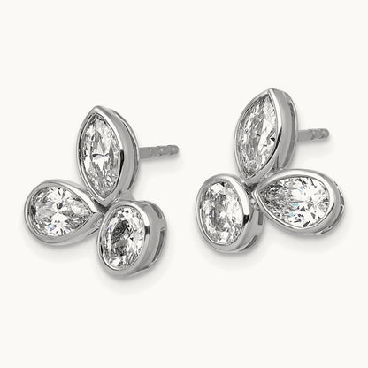 Oval Pear & Marquise 3 Stone Earrings, 2.00 ct tw Lab-Grown Diamond