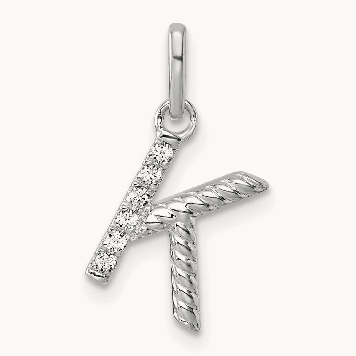 Twisted Diamond Charm — 14K White Gold, K