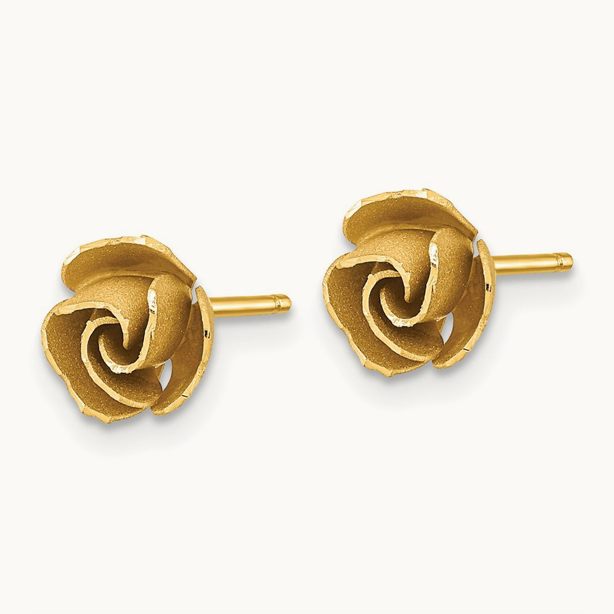 Satin Finish Diamond-cut Post Earrings — 14K Yellow Gold, 7.5mm