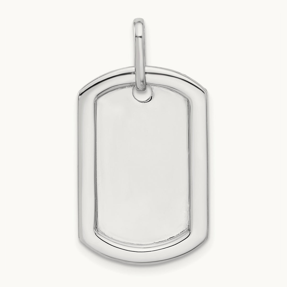 Personalized Diamond Dog Tag Charm — 14K White Gold