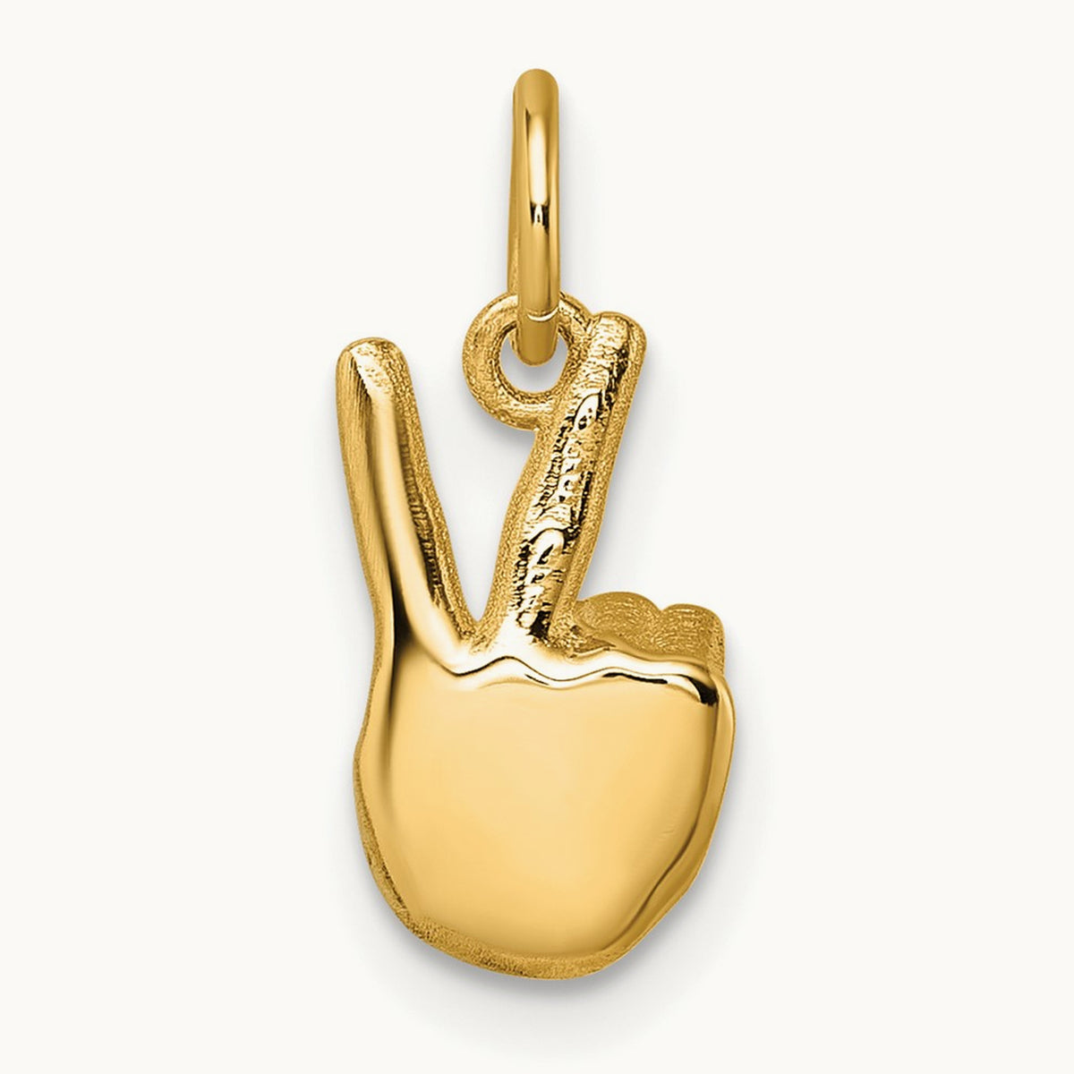 Polished Peace Hand Pendant, 14K