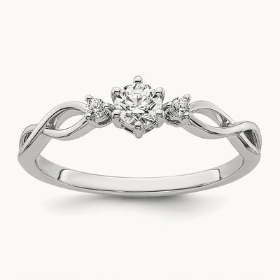 Complete Diamond 3 Stone Infinity Engagement Ring, 14K White Gold