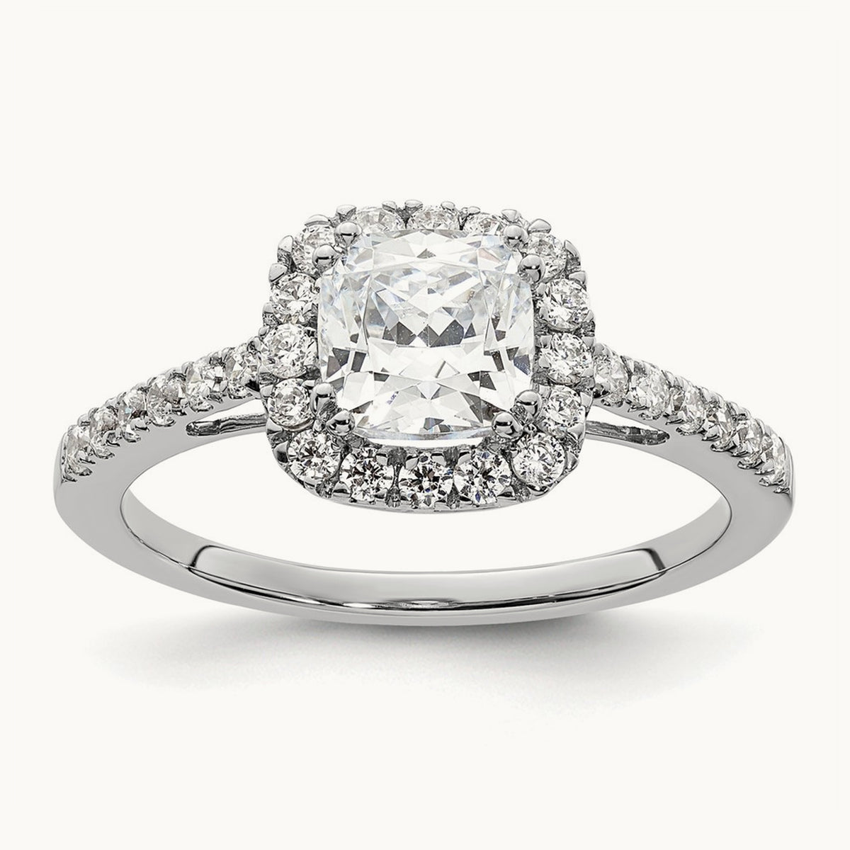 Cushion Semi-Mount Halo Engagement Ring — 3/8 ct (holds 7/8 ct center), VS/SI (Great), 7