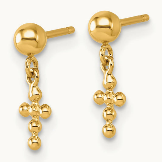 Polished Cross Dangle Post Earrings — photo set
