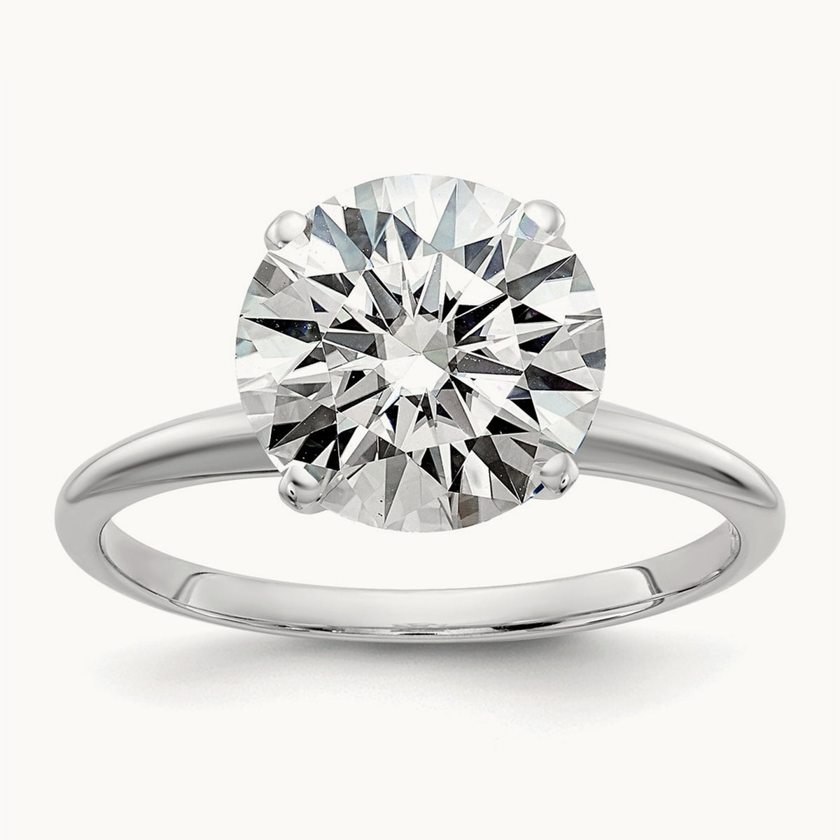 Round Solitaire Engagement Ring, 3.00 ct tw Lab-Grown Diamond — 14K White Gold