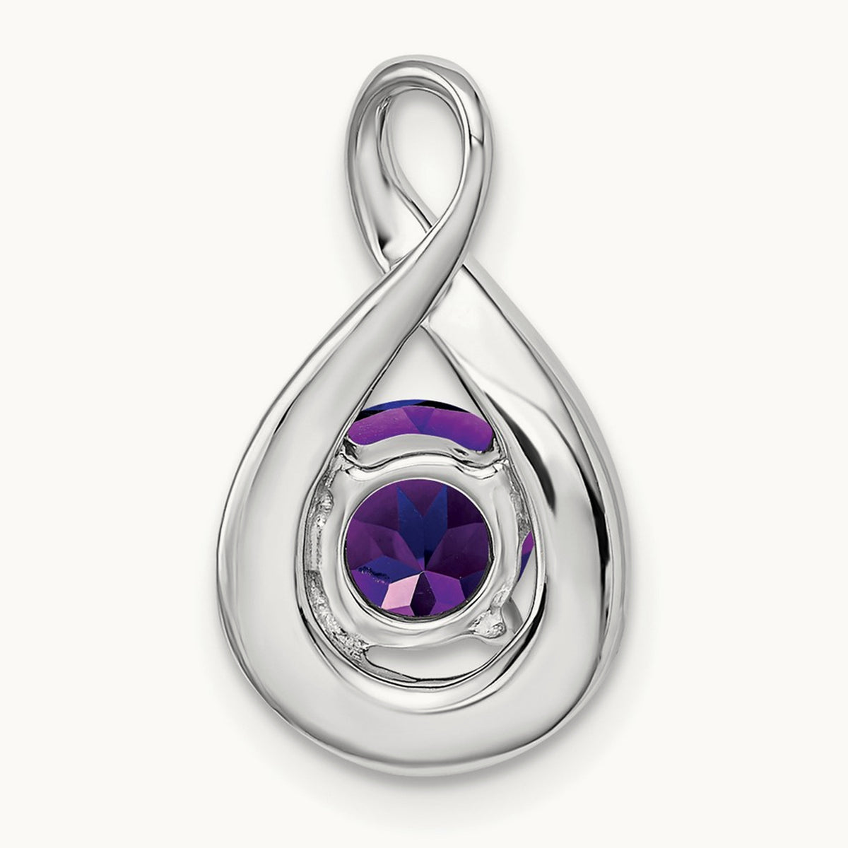 Amethyst and Diamond Pendant — 14K White Gold