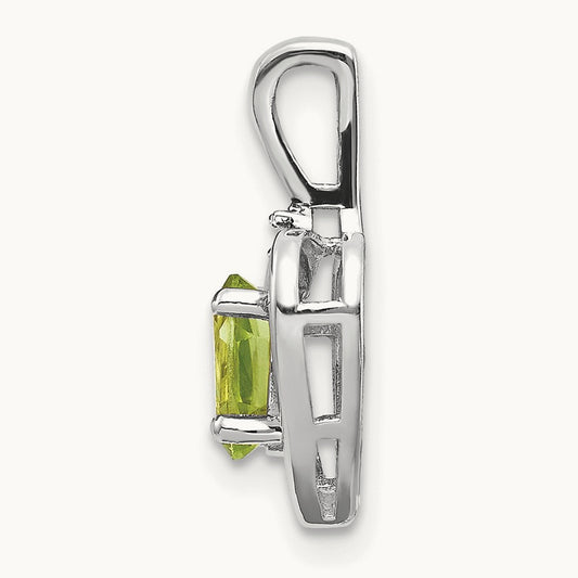 Peridot and Diamond Heart Pendant — 14K White Gold
