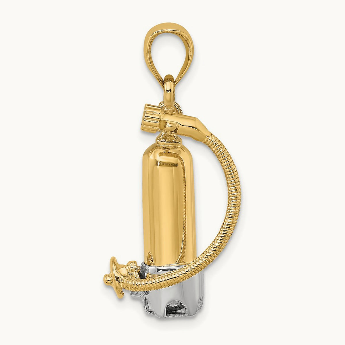 w/Rhodium 3-D Single Scuba Tank W/ Hose Charm, 14K