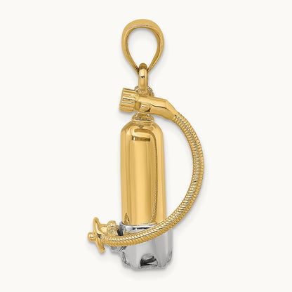 w/Rhodium 3-D Single Scuba Tank W/ Hose Charm, 14K