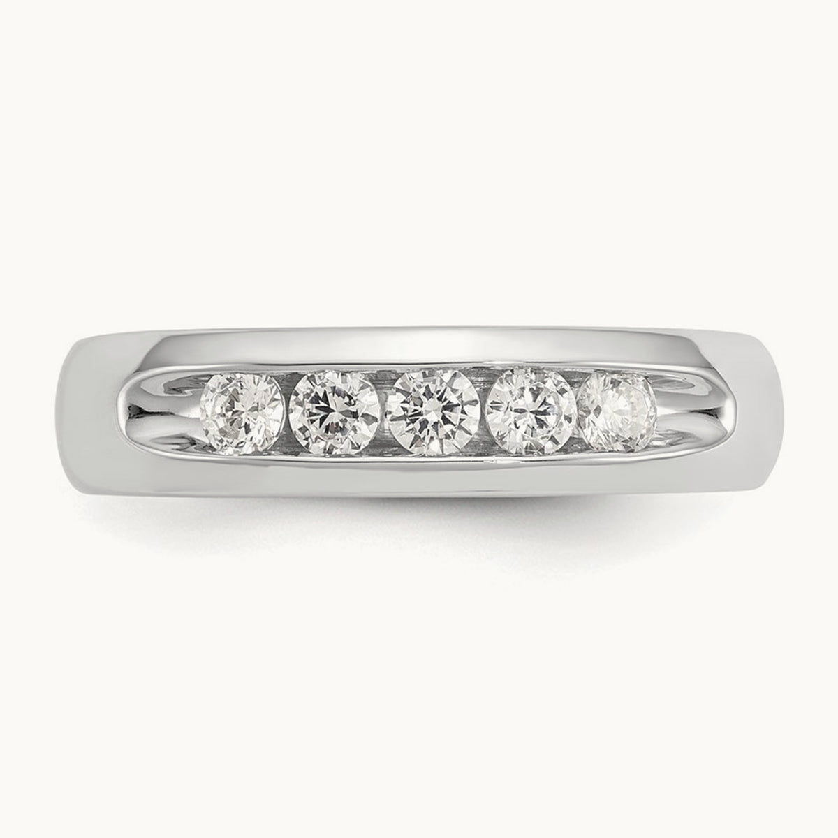 5-Stone Diamond Channel Band, 14K White Gold