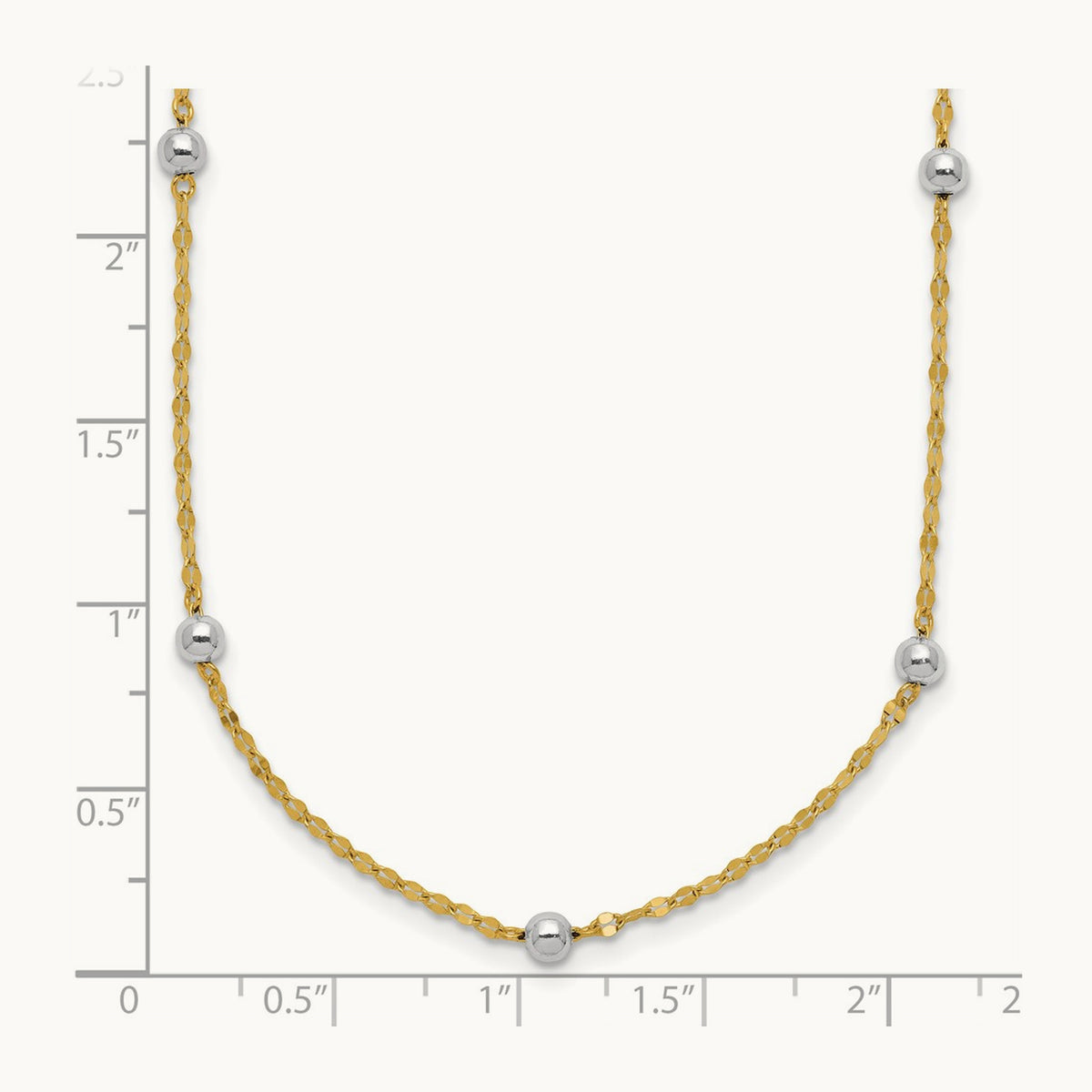 Polished Bead Fancy Necklace, 14K Two Tone