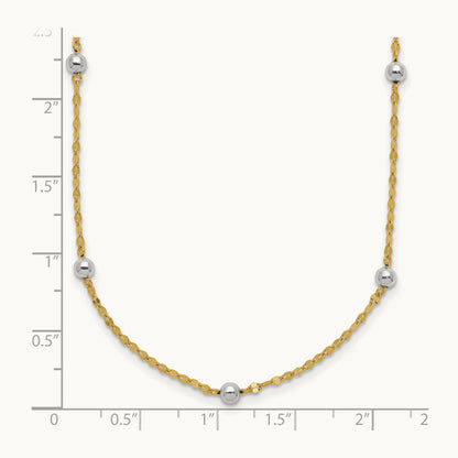Polished Bead Fancy Necklace, 14K Two Tone