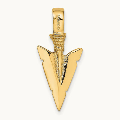 3-D Arrowhead Charm — 14K Yellow Gold
