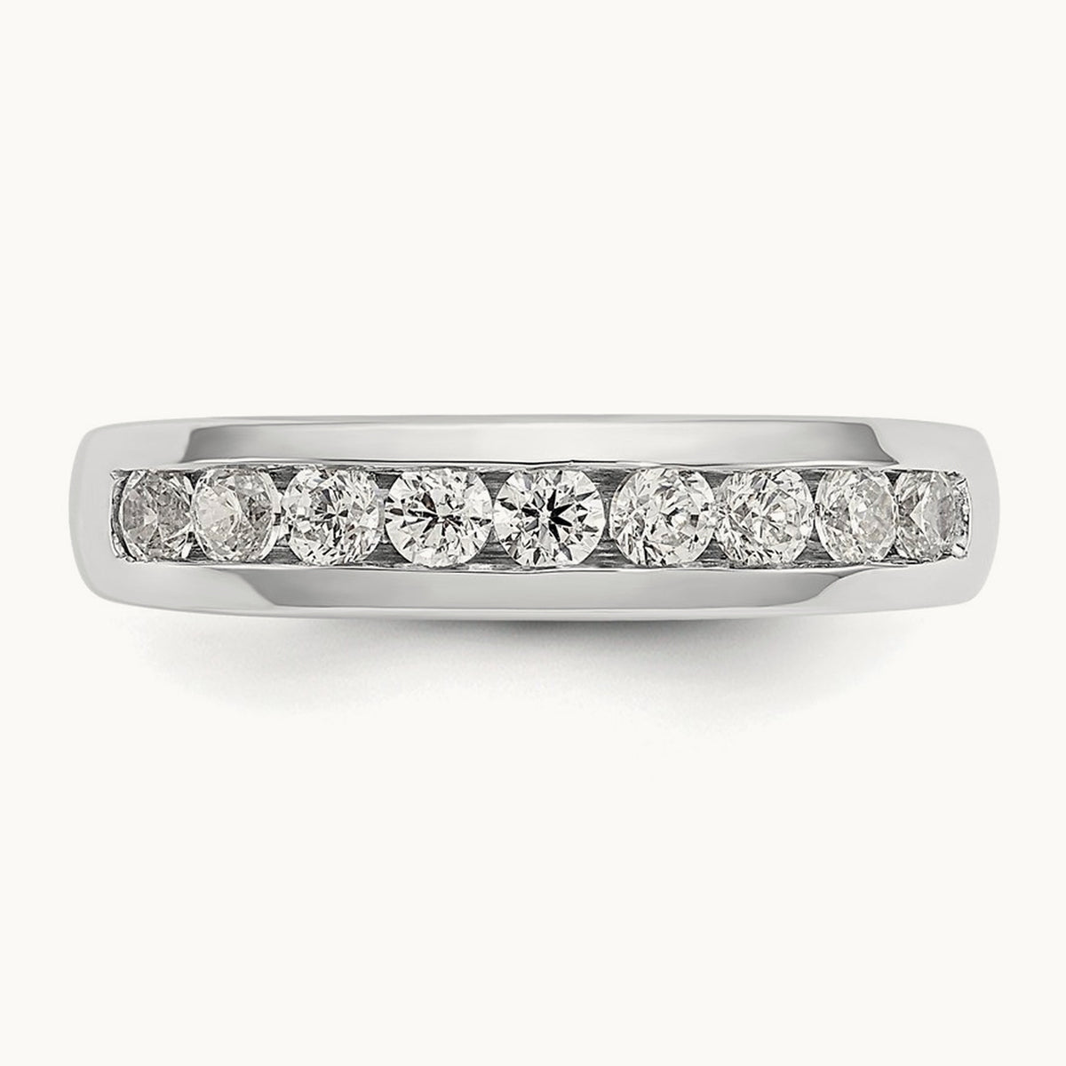 9-Stone Diamond Channel Band, 14K White Gold