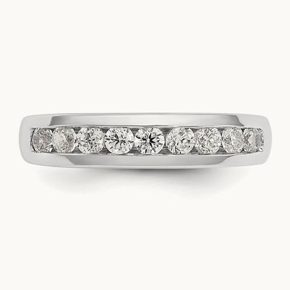 9-Stone Diamond Channel Band, 14K White Gold