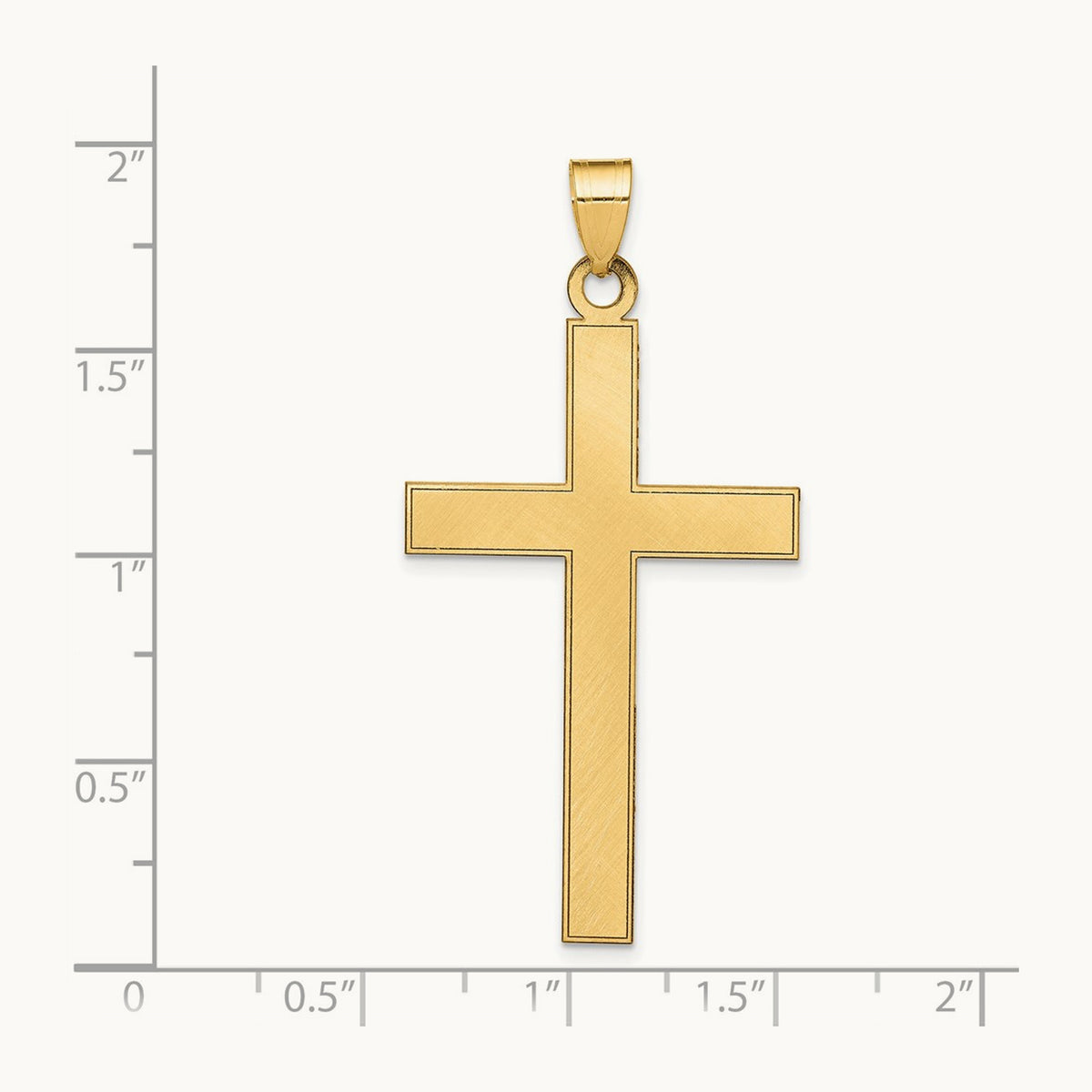 Florentine Satin Cross Pendant — 14K Yellow Gold, 48mm