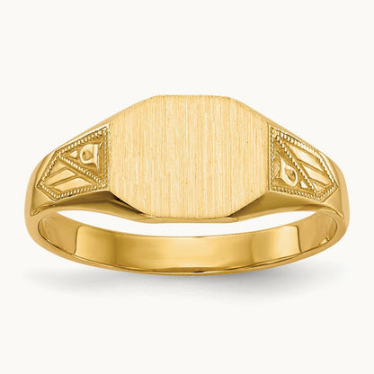 8.5x7. Closed Back Signet Ring, 0mm, 14K
