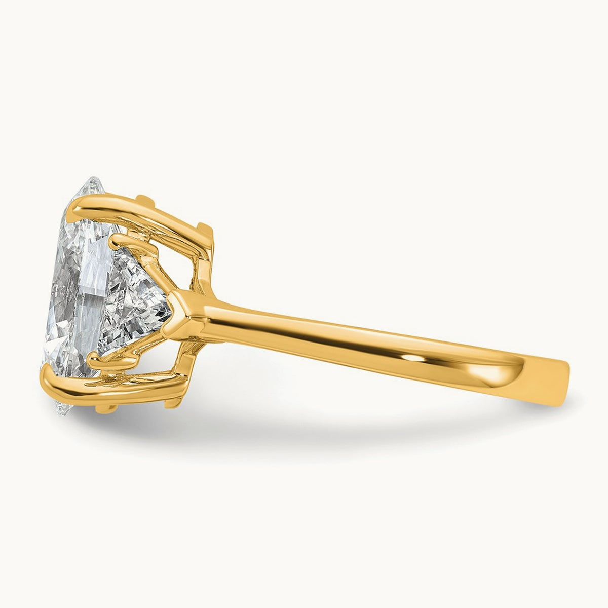 Oval & Trillion 3 Stone Engagement Ring, 1.50-4.00 ct tw Lab-Grown Diamond — 4 1/8 ct, 14K Yellow Gold