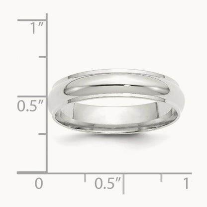 Half Round with Edge Band, 5mm, 10K White Gold