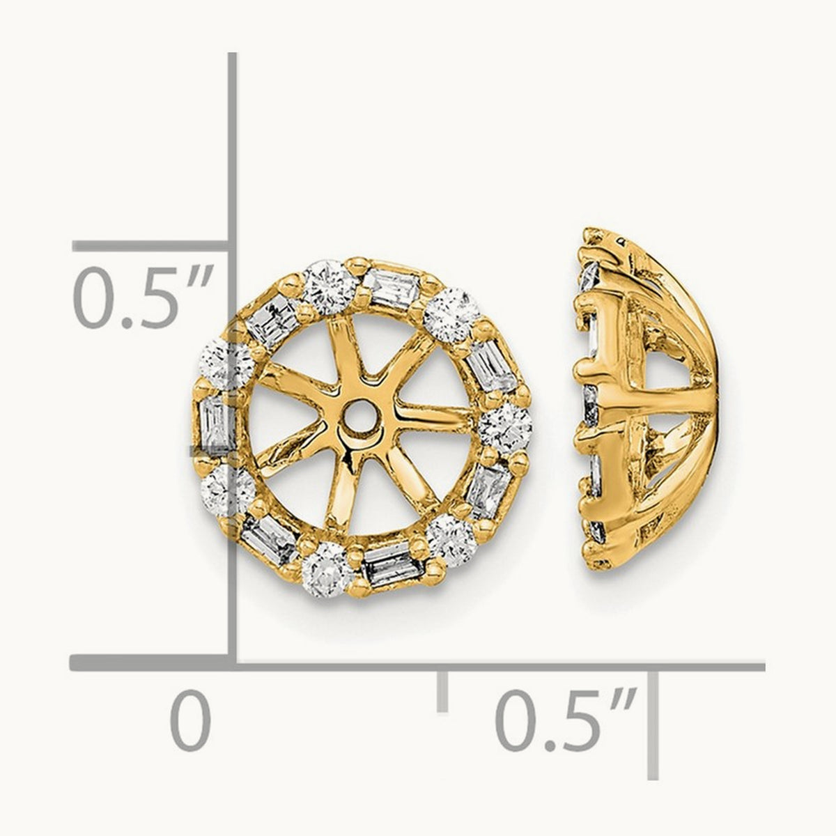 Diamond Earring Jackets — 14K Yellow Gold, 10.5mm