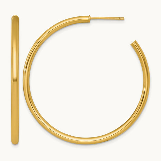 2.5 x Polished Post Hoop Earrings, 45mm, 14K