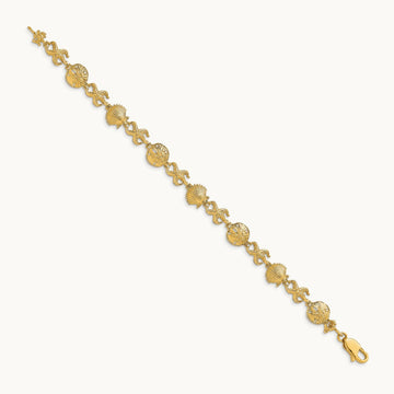 Shell, Sand Dollar, Starfish Bracelet, 14K