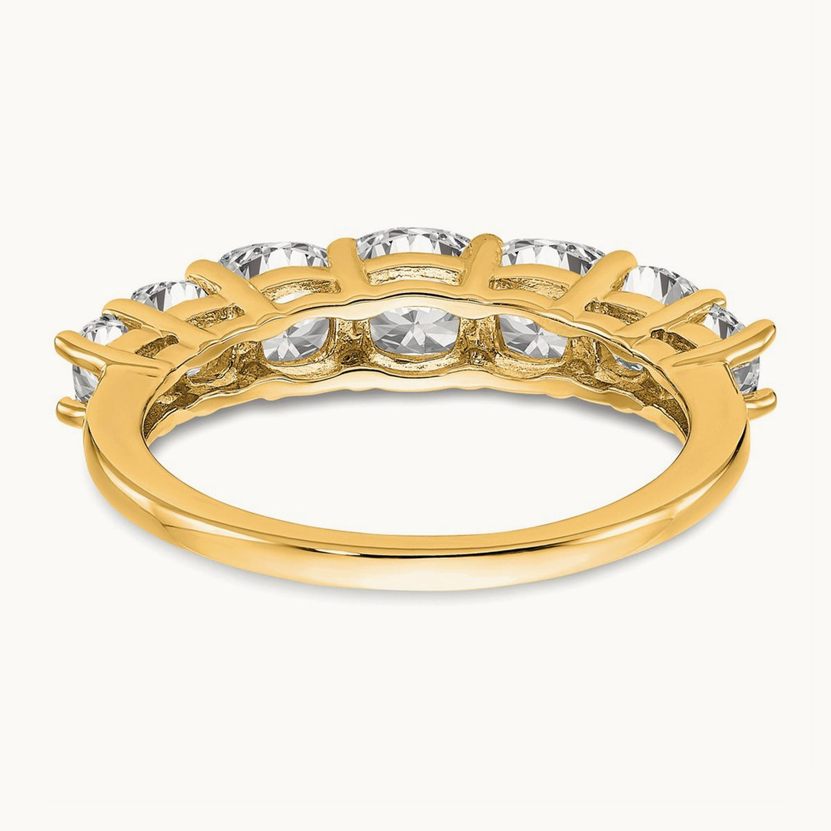 Cushion 7 Stone Band, 1.50-3.25 ct tw Lab-Grown Diamond — 1 5/8 ct, 14K Yellow Gold