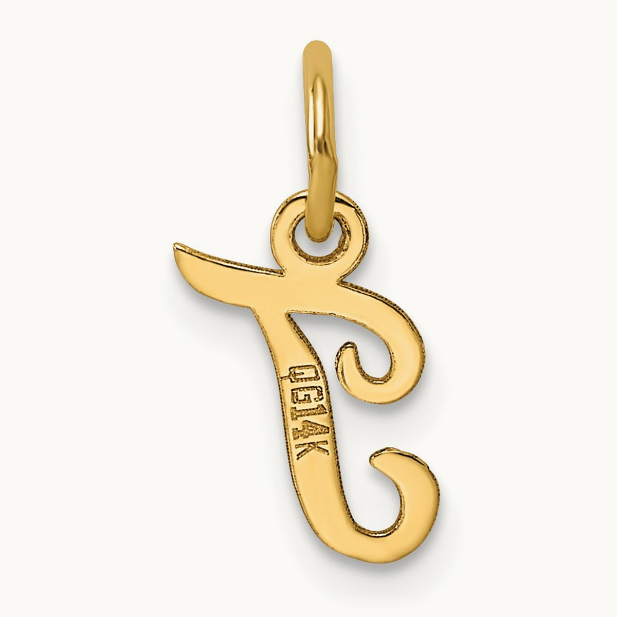 Small Script Letter T Initial Charm, 14K