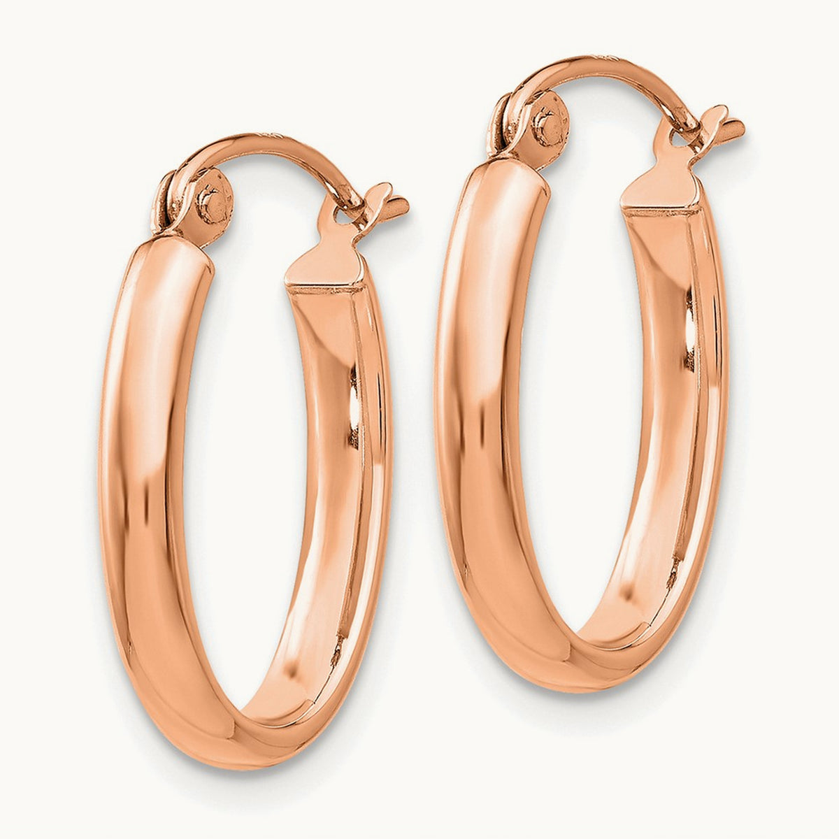 Polished Half-Round Oval Hoop Earrings — 13mm