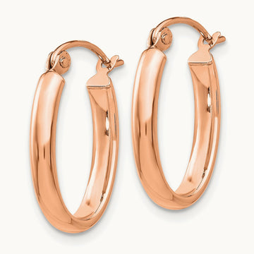 Polished Half-Round Oval Hoop Earrings — 13mm
