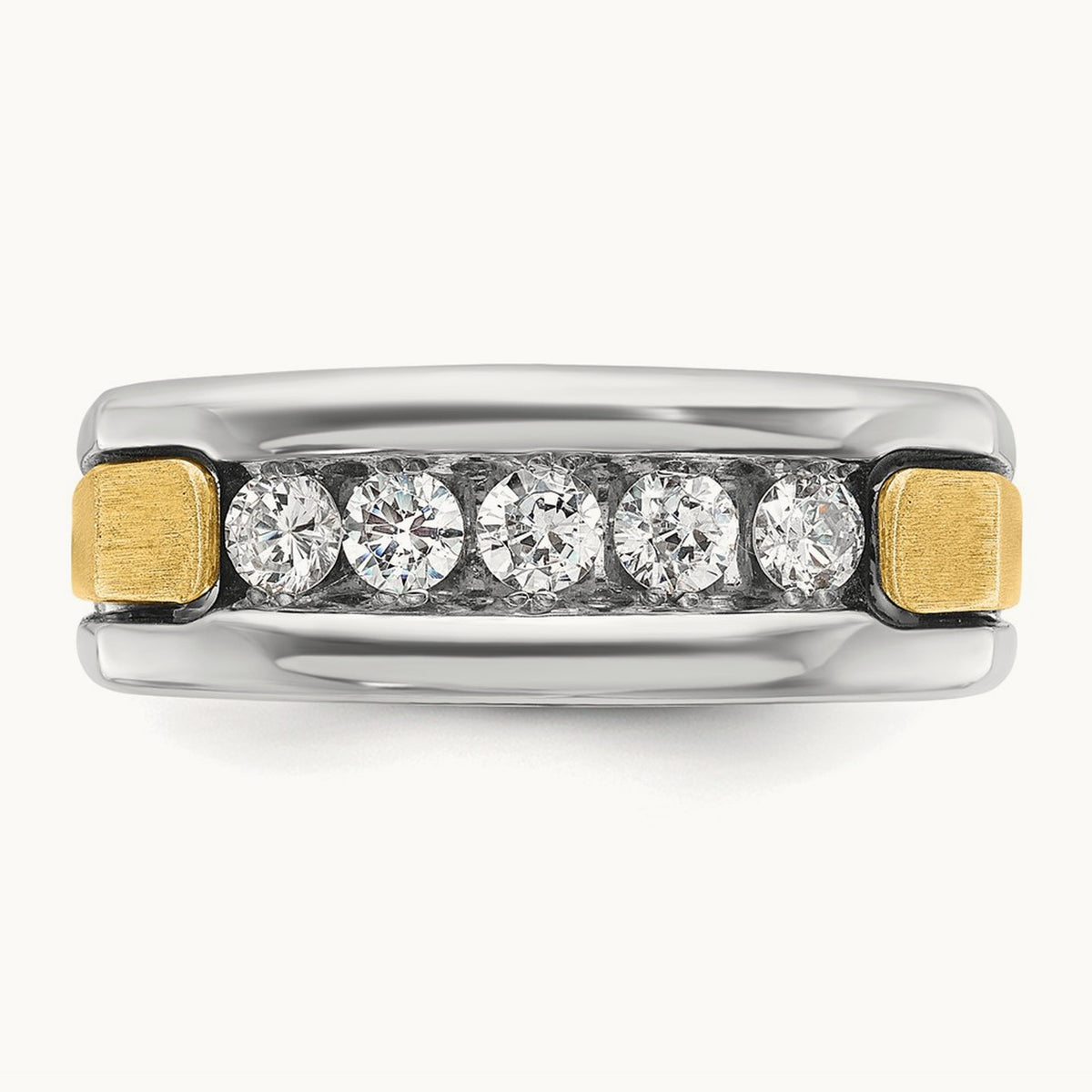 IBGoodman Men's Polished & Satin 5-Stone Diamond Ring, 14K Two-tone