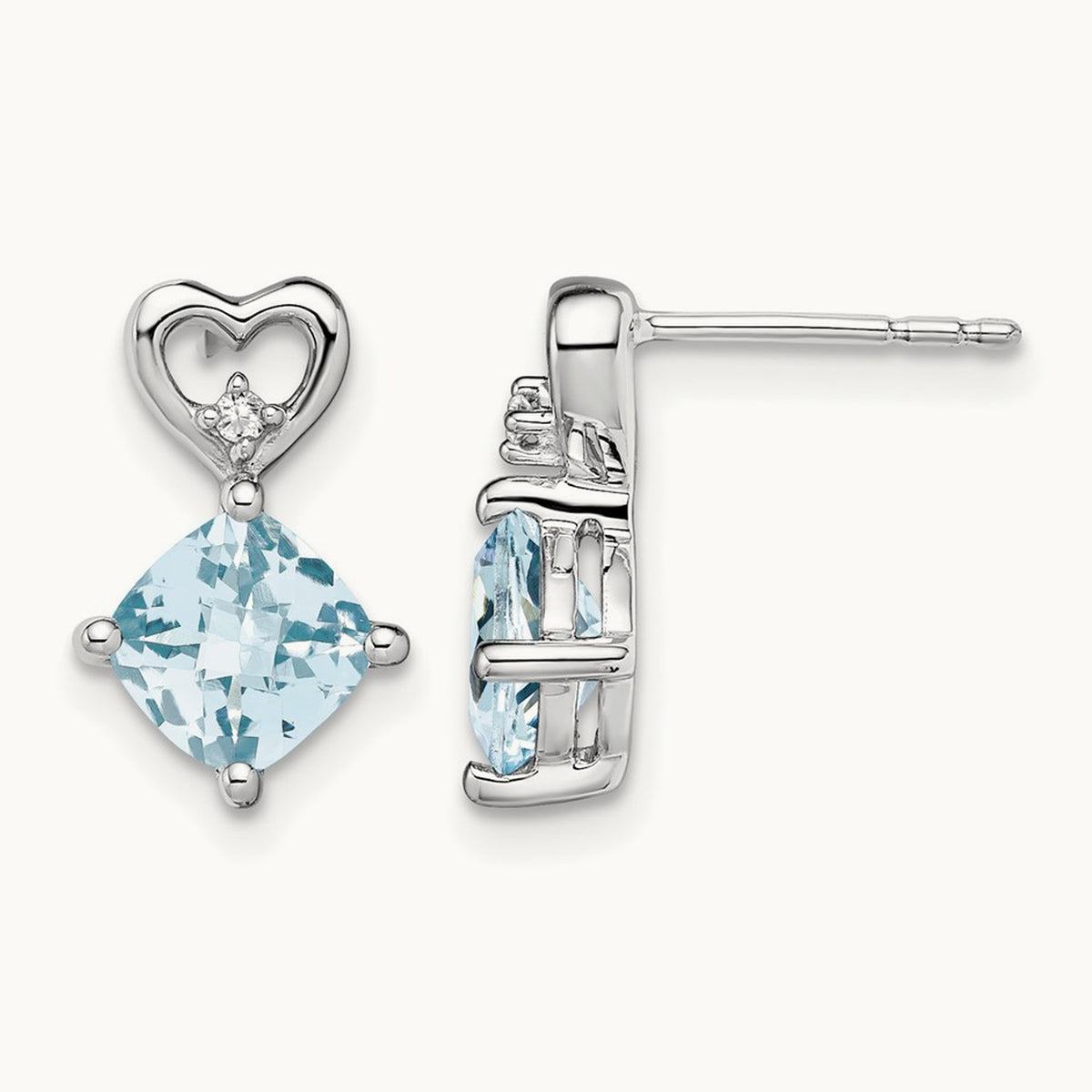 Aquamarine and Diamond Heart Earrings — photo set