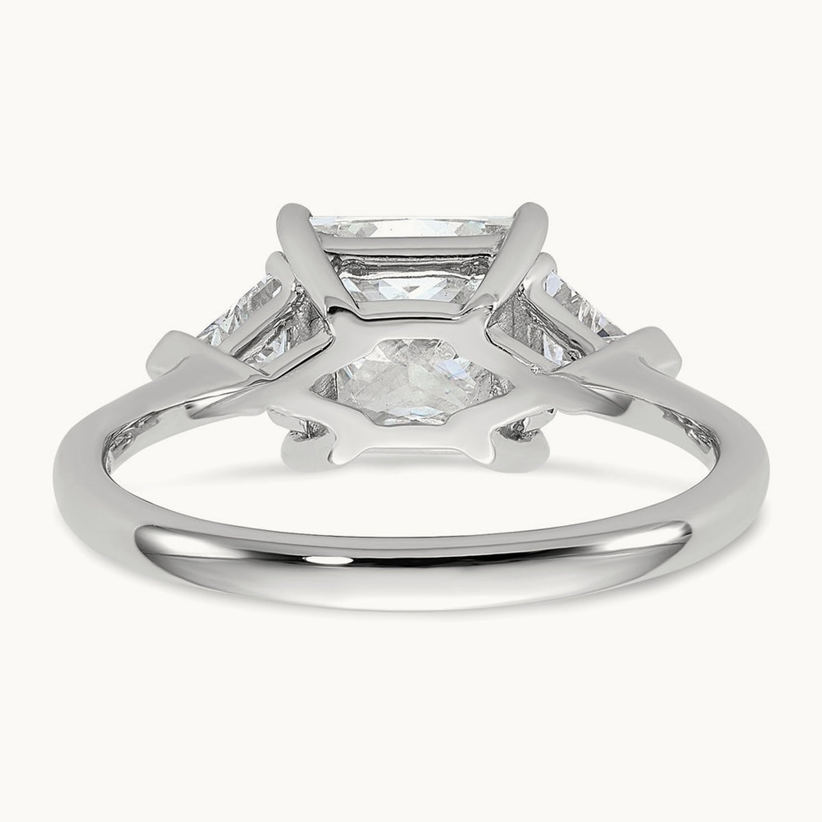 1/2ct Lab Grown Dia VS/SI+ G+ Trillion/2ct Princess Semi Eng Ring, 14K White Gold