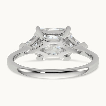 1/2ct Lab Grown Dia VS/SI+ G+ Trillion/2ct Princess Semi Eng Ring, 14K White Gold