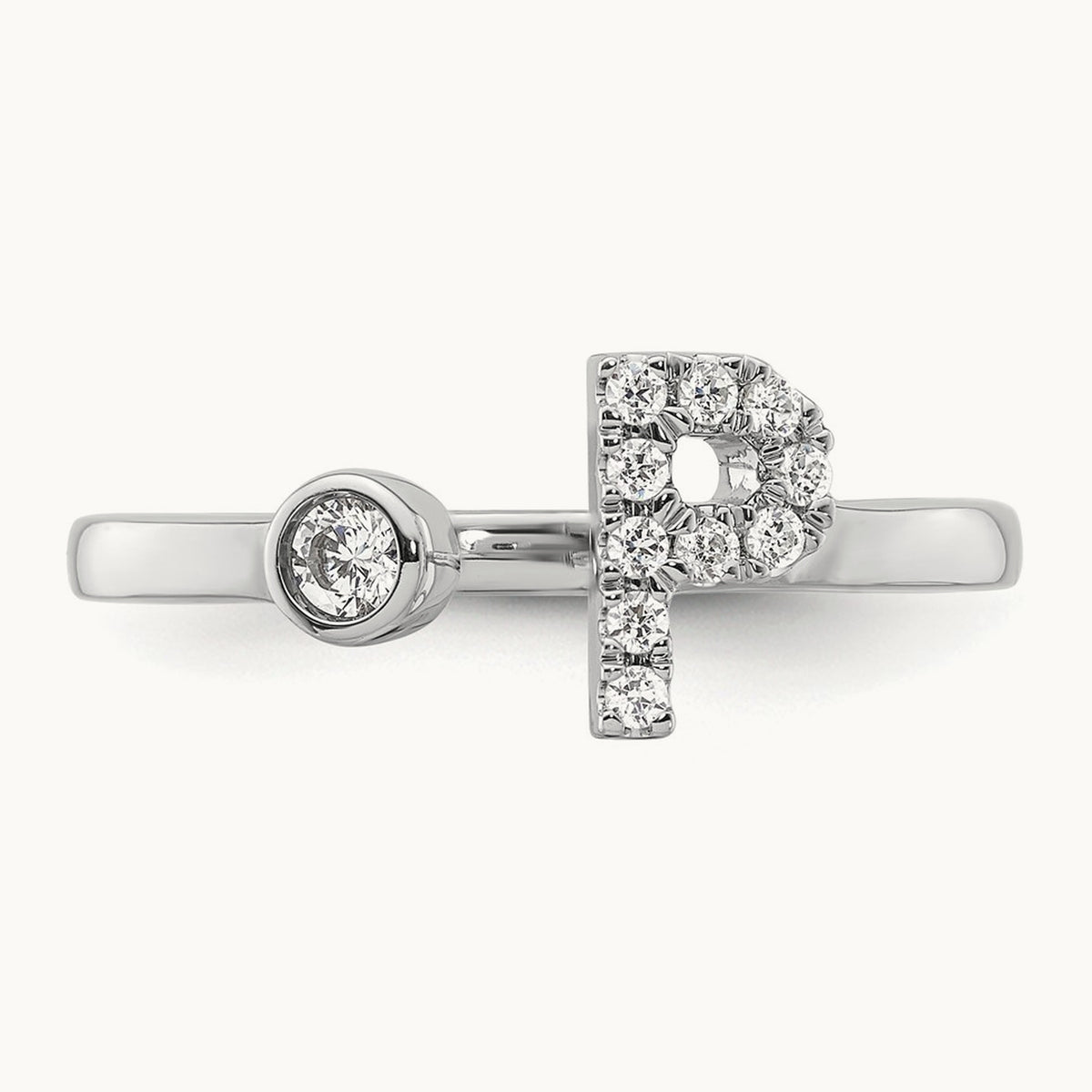 Initial P Adjustable Ring, 0.15 ct tw Lab-Grown Diamond