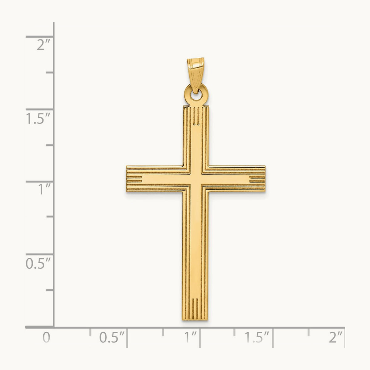 Laser Etched Cross Charm — 14K Yellow Gold, 50mm