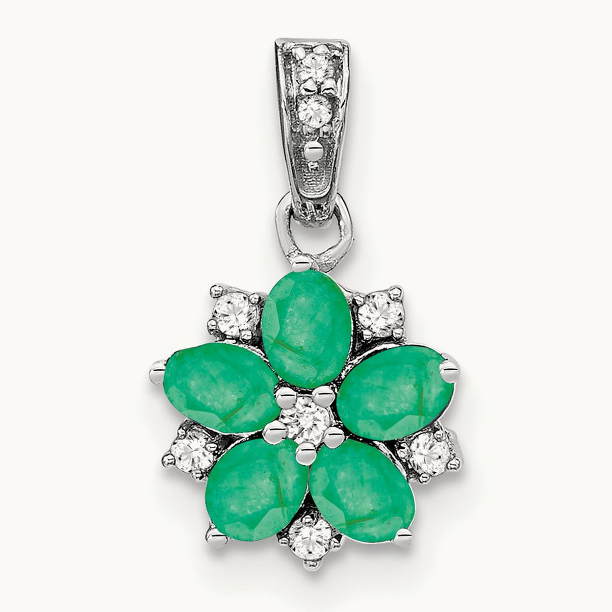 Emerald and Diamond Floral Pendant — photo set