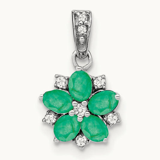 Emerald and Diamond Floral Pendant — photo set