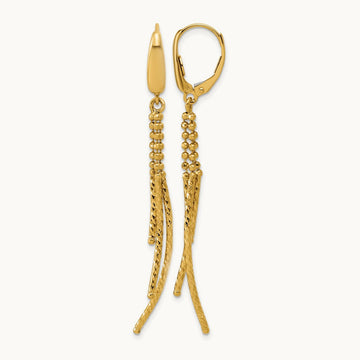 Polished and Dia-cut 3-strand Bar leverback Earrings, 14K — Leslie's
