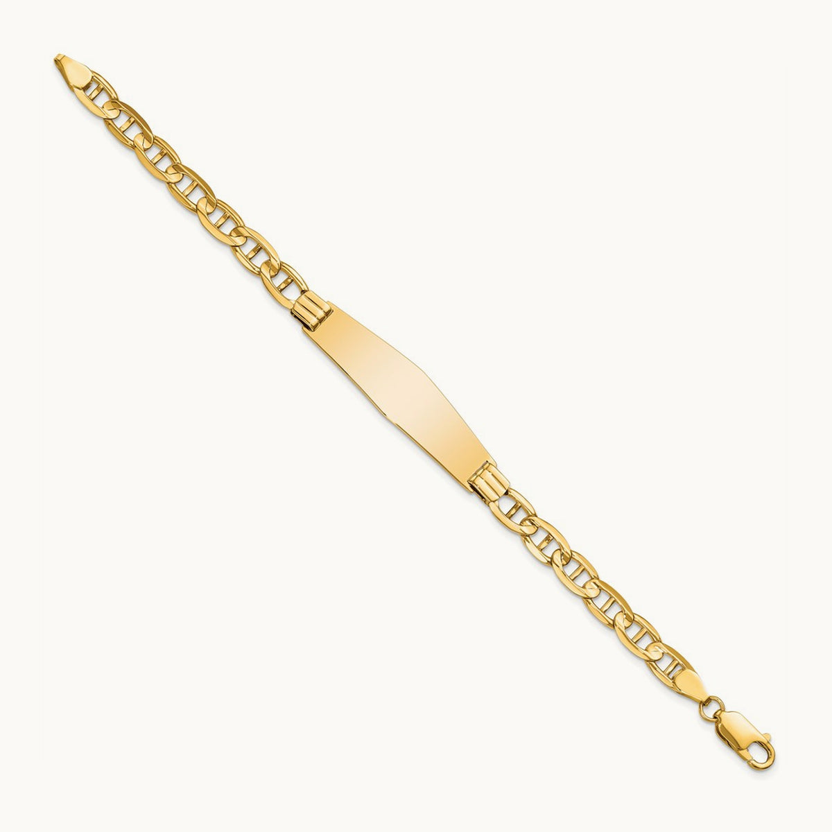 Anchor Link Soft Diamond Shape ID Bracelet, 14K