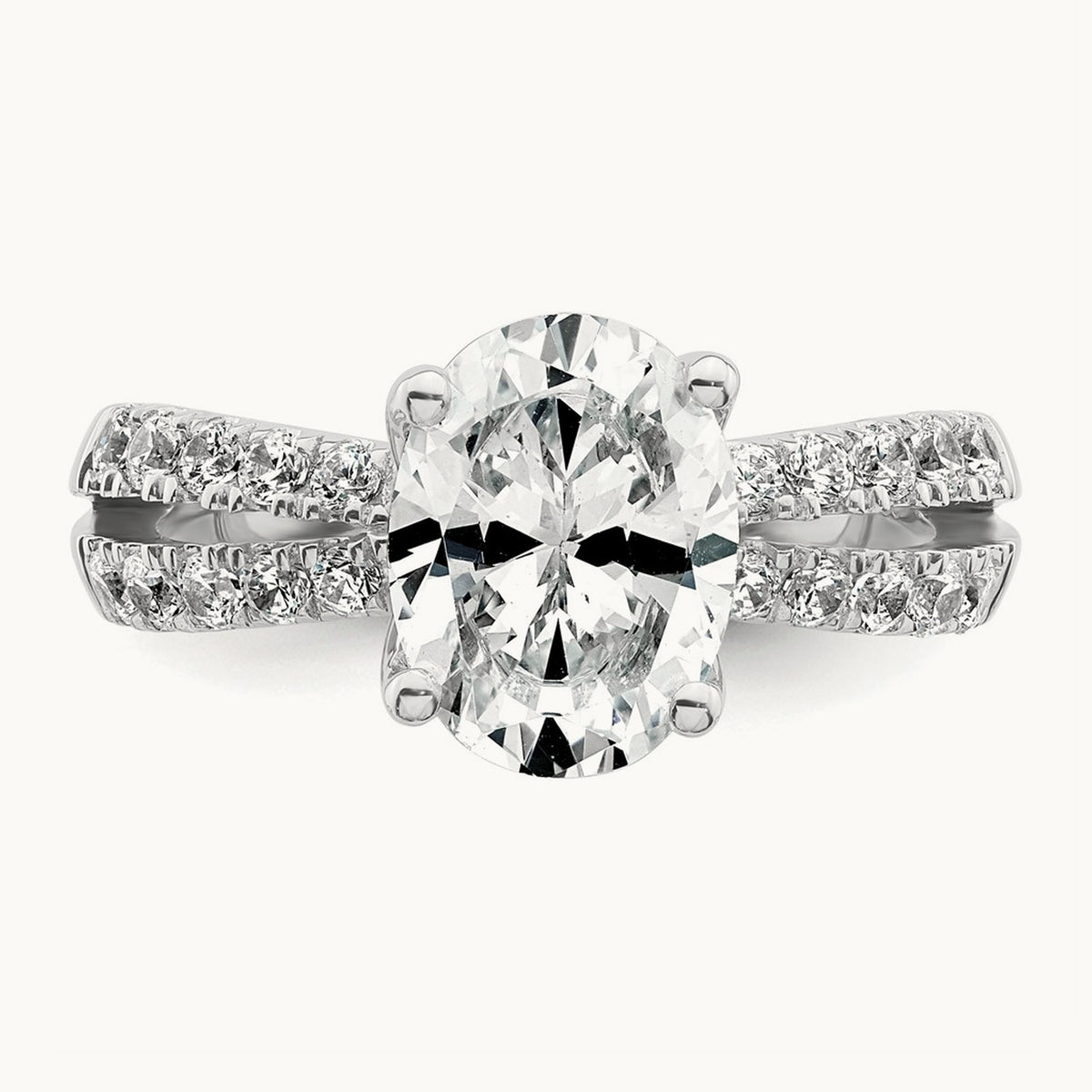 1 5/8ct Cert Lab Grown Diamond VS+ F+ Oval Comp Eng Ring, 14K White Gold