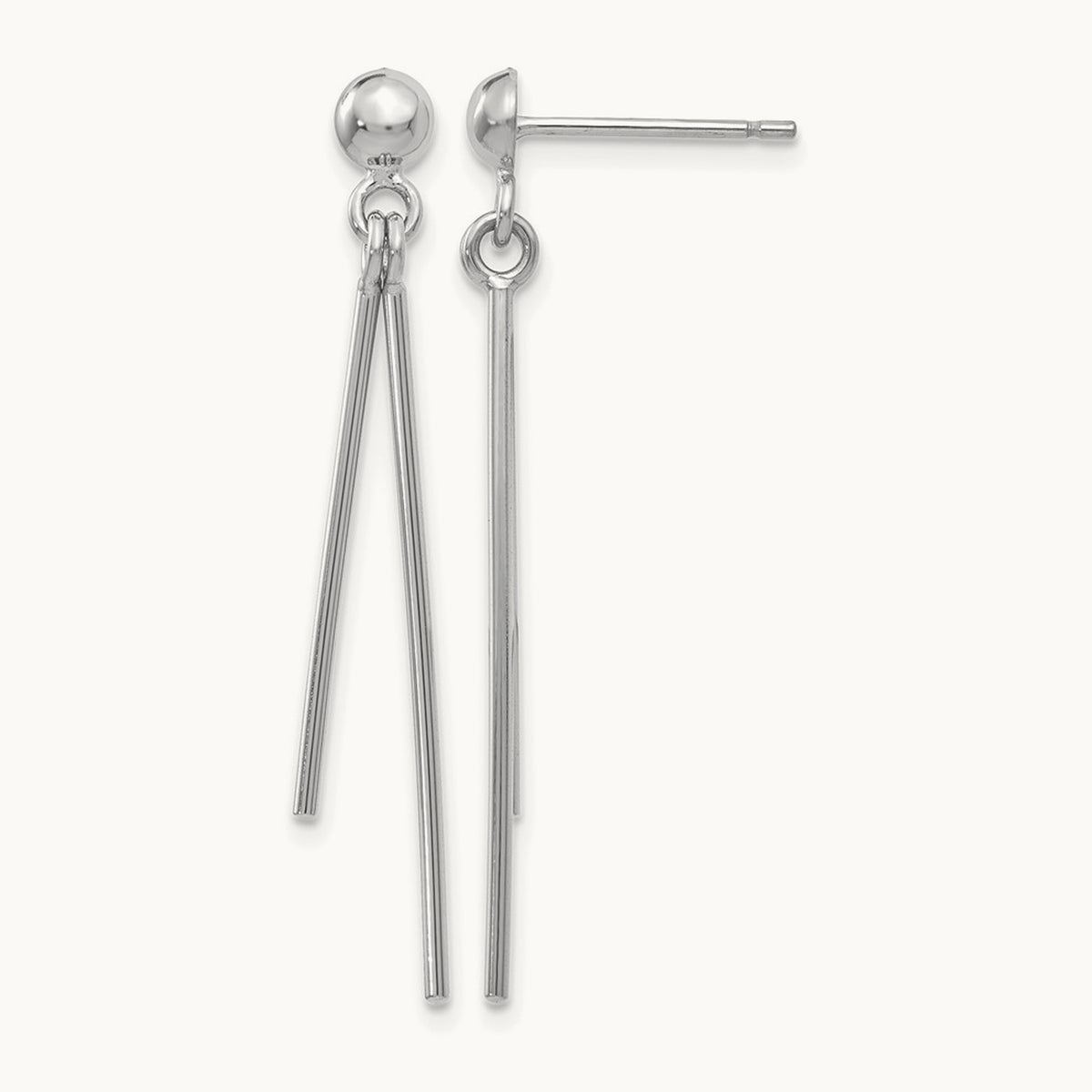 Polished Post Dangle Earrings — 14K White Gold
