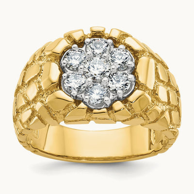 Natural Diamond Cluster Gold Nugget Ring — photo set